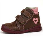Flo-810 lányos cipő bordó színű nyomott mintás - szívvel az oldalán