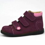 Flo-902 lánycipő, bordó színű, rózsaszín gallérral