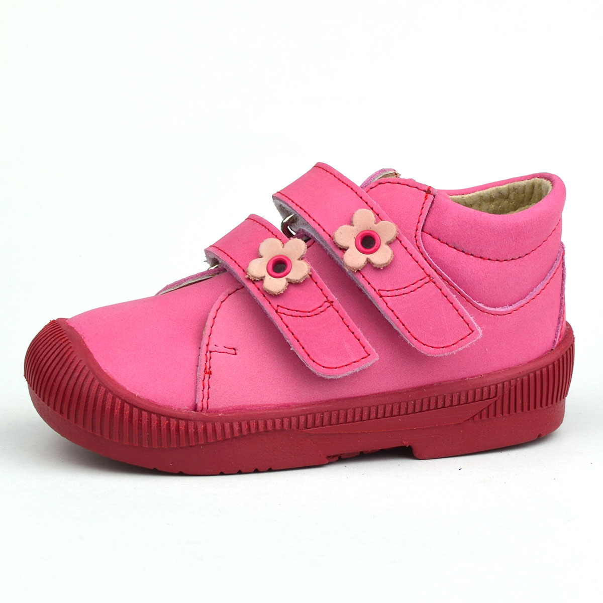 S20 Maus kislánycipő rózsaszínben, virágokkal a tépőzáron