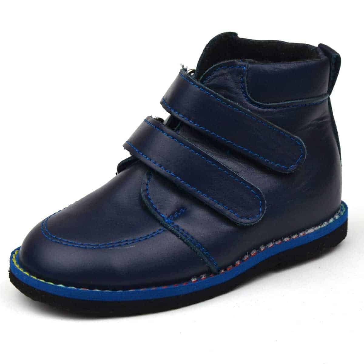 dr Leo bélelt tépőzáras cipő kék színben, posztó béléssel
